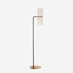 Clarkson Floor Lamp, Black And Hand-Rubbed Antique Brass