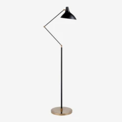 Charlton Floor Lamp, Black And Hand-Rubbed Antique Brass