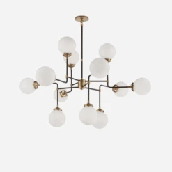 Bistro Chandelier, Hand-Rubbed Antique Brass
