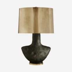 Armato Table Lamp, Black Metallic / Antique Burnished Brass Shade