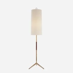 Frankfort Floor Lamp, Hand-Rubbed Antique Brass And Mahogony