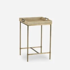 Edith Side Table, Latte Shagreen -Home Furni and Decor Sale 216935 new edith small side table ivory shagreen angle