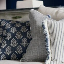 Furrow Denim Cushion -Home Furni and Decor Sale 258330 furrow sprig and picket denim cushions with desert island trim in denim 2