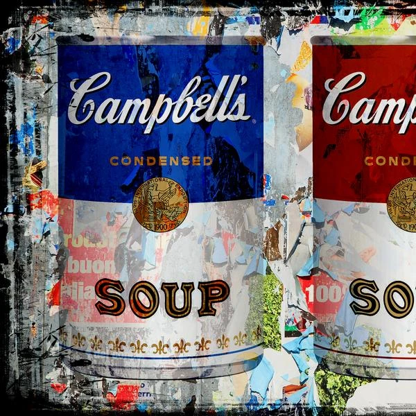 Campbell's Soup Canvas Artwork, Blue + Red + Yellow 3 Campbell's Soup Canvas Artwork, Blue + Red + Yellow